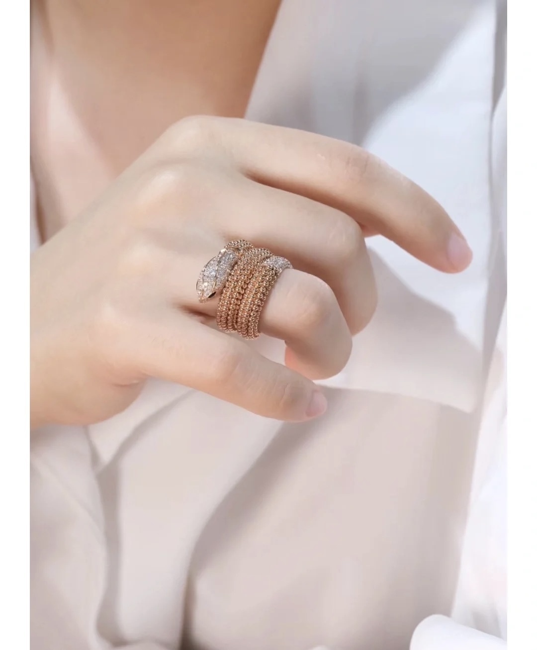 unique Rose Gold Diamond Serpent Ring – Rose Gold Diamond Serpent Ring