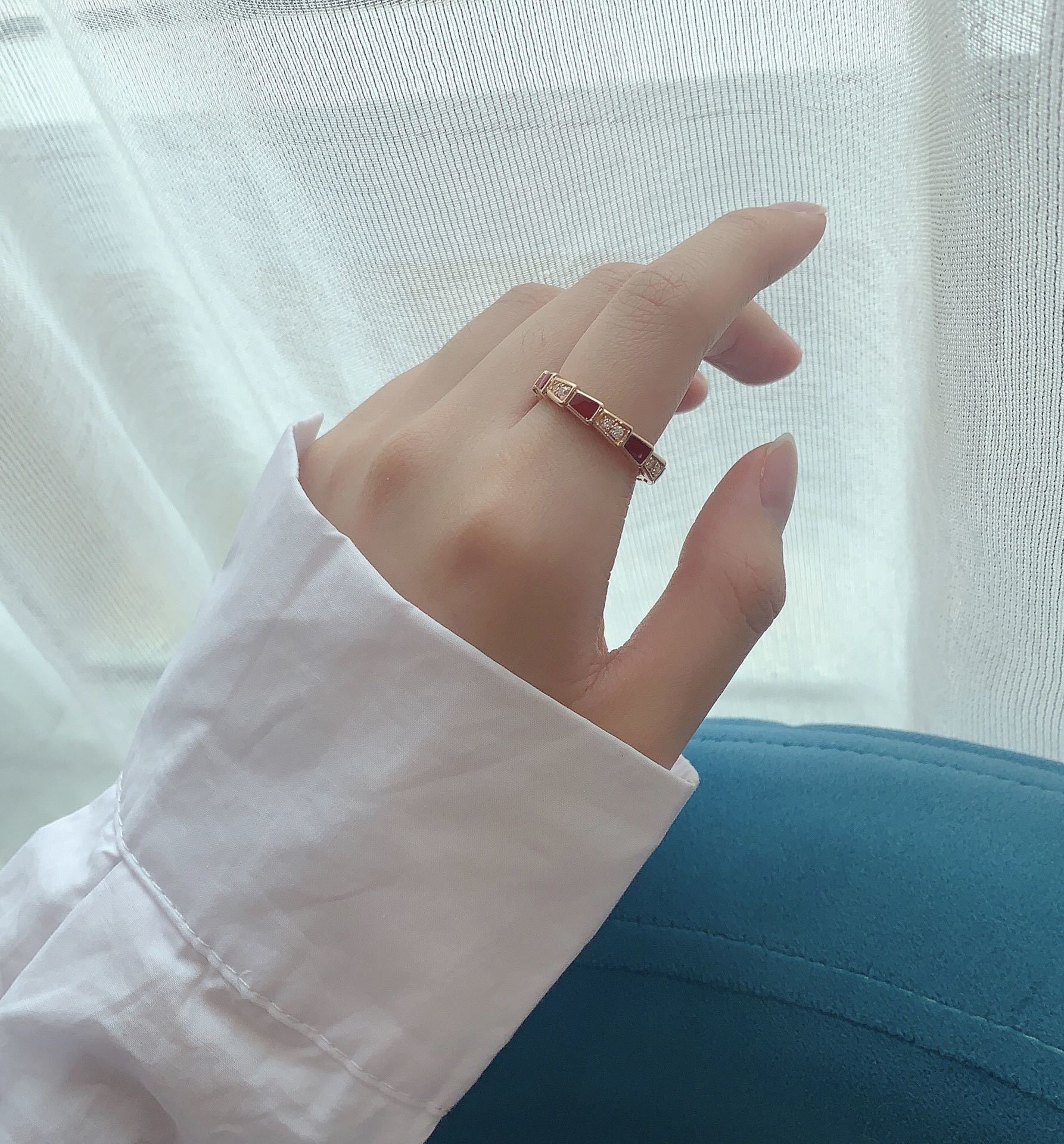 modern Bvlgari Rose Gold Red Ceramic Ring – Bvlgari Rose Gold Red