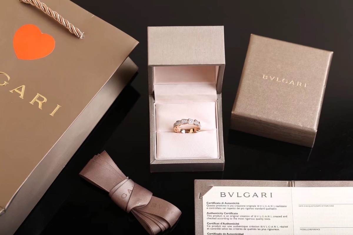 size Bulgari Rose Gold Diamond Serpenti Ring – Bulgari Rose Gold