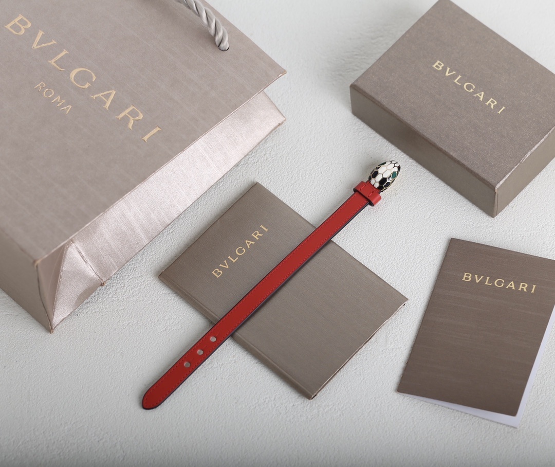 iconic Bvlgari Red Leather Serpenti Bracelet – Bvlgari Red Leather