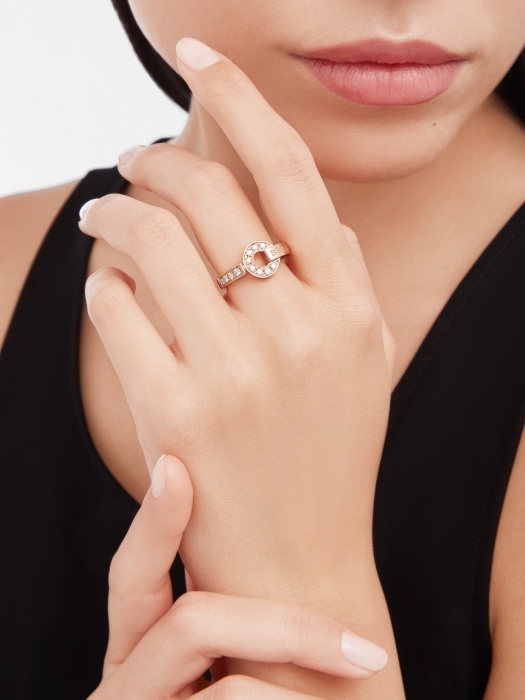 Bulgari Rose Gold Diamond Circle Ring – Elegant Design