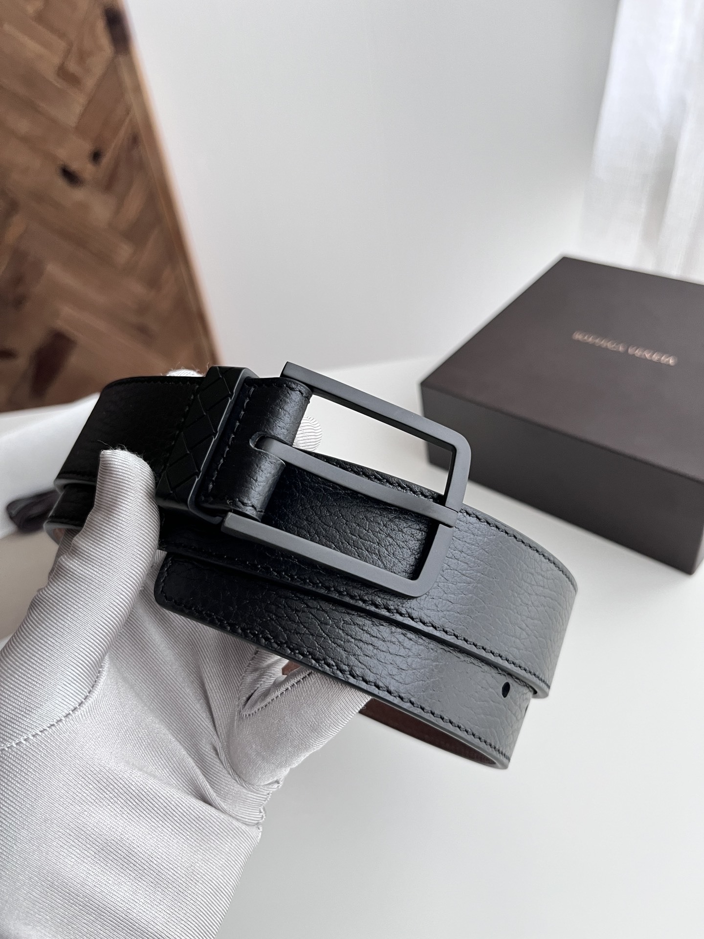 Premium Black Leather Belt with Matte Black Buckle