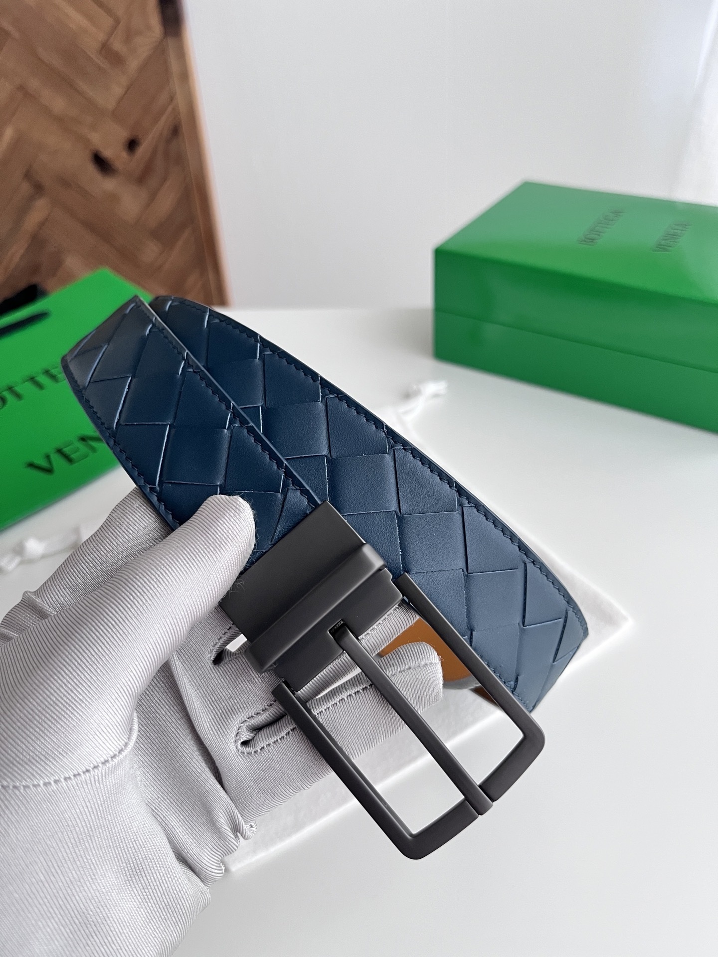 Premium Woven Blue Leather Belt