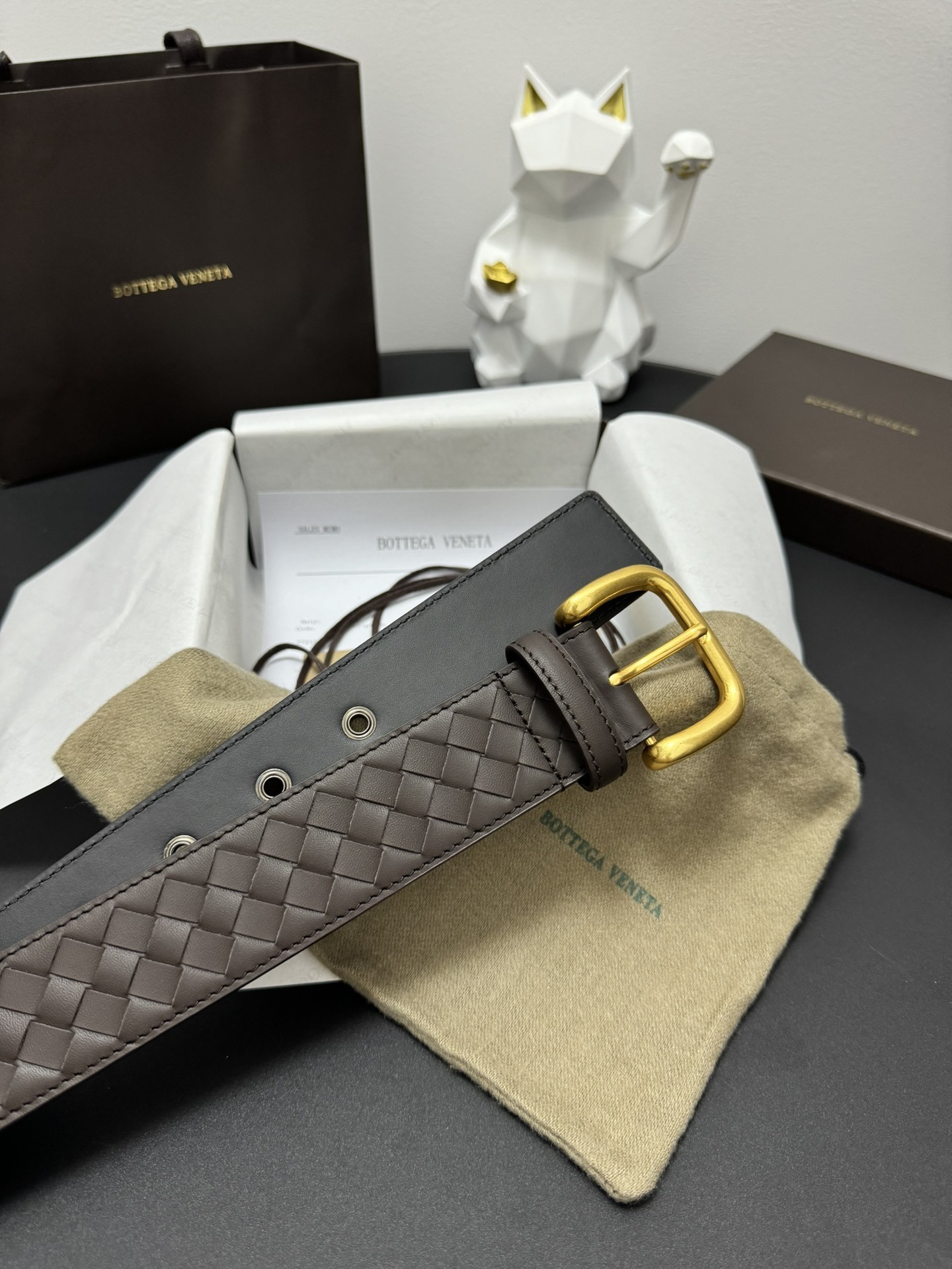 Bottega Veneta Style Premium Leather Woven Belt - Brown
