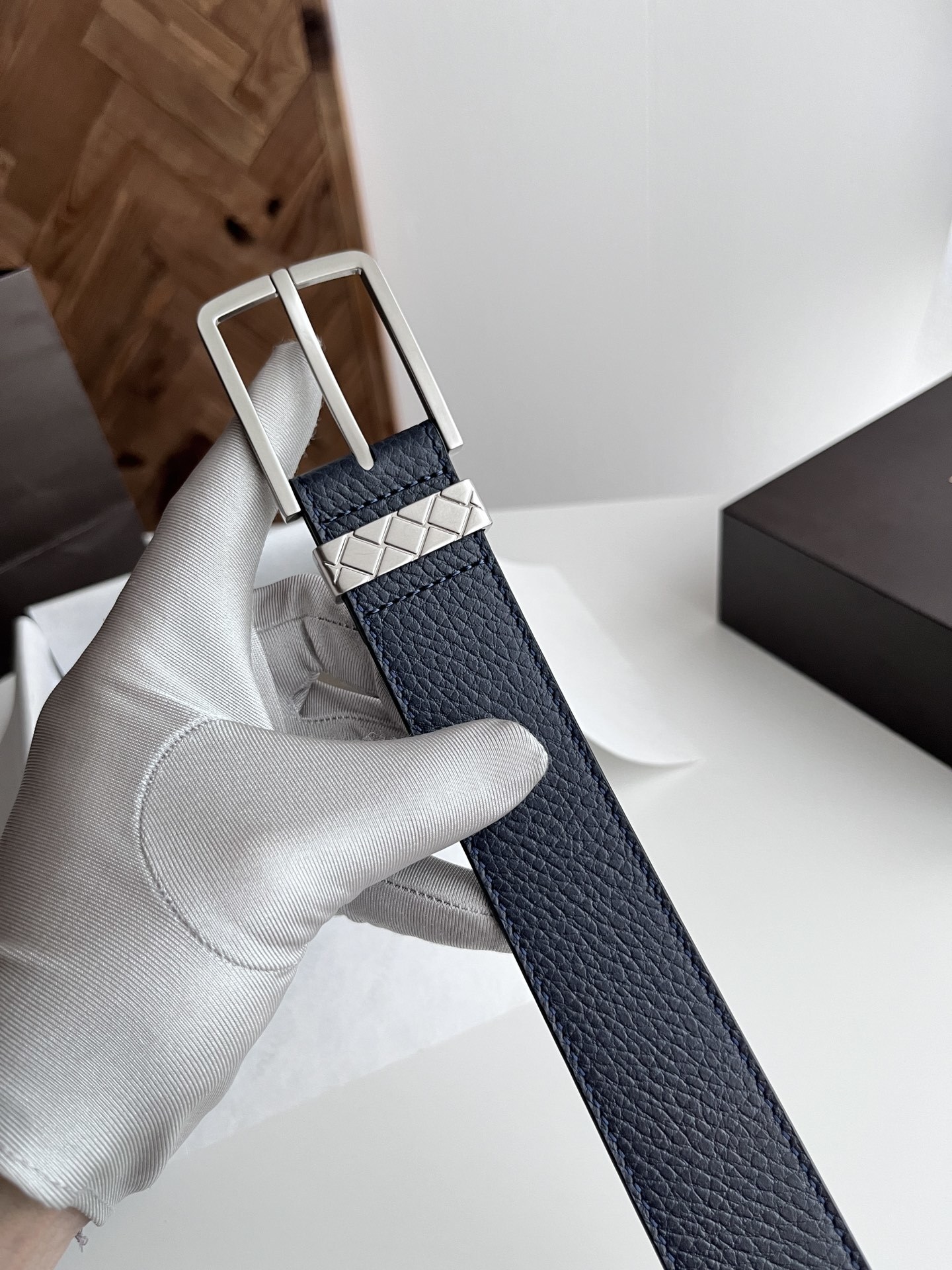 Premium Navy Leather Belt - Handcrafted Italian Style