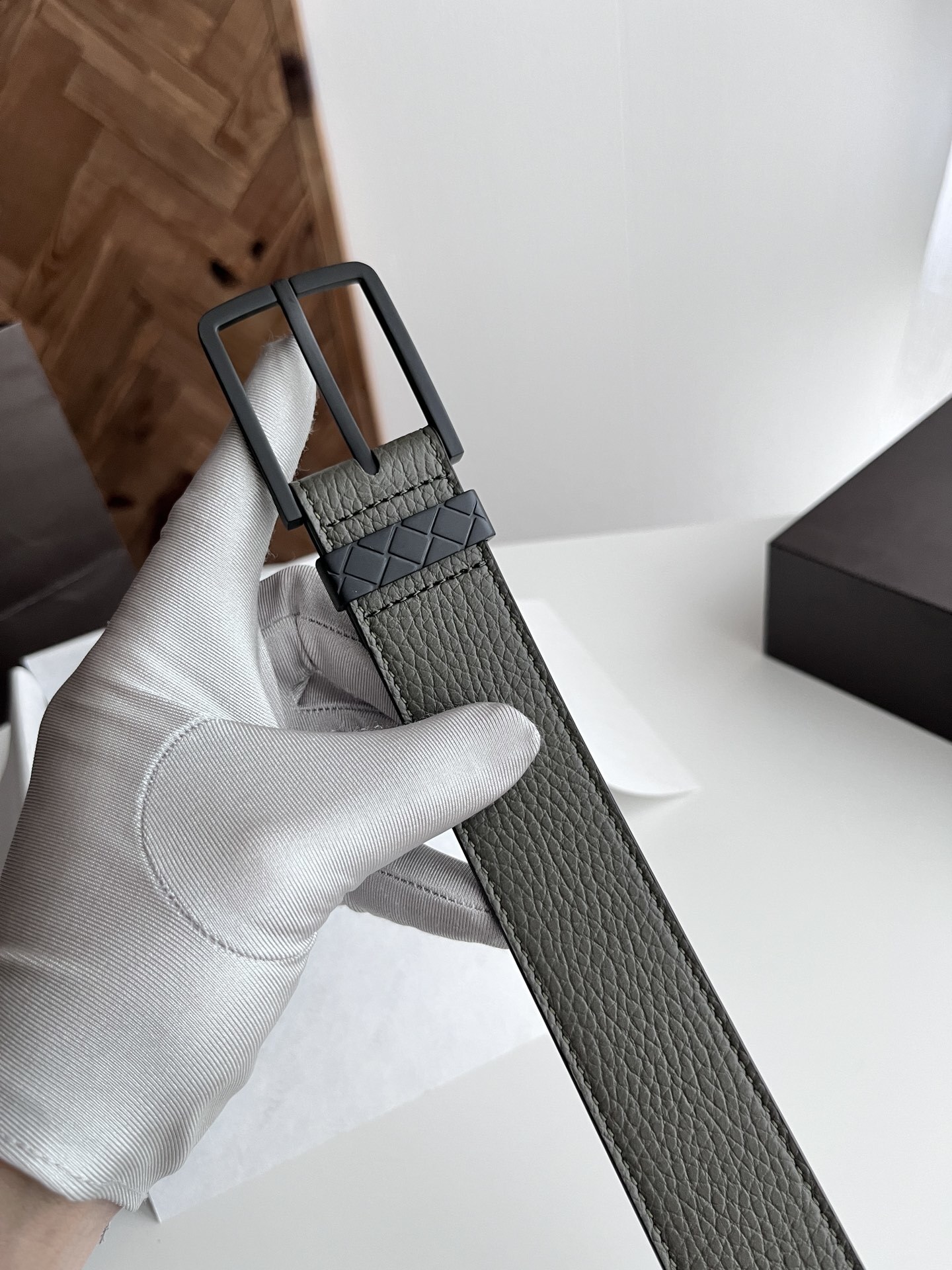 Premium Leather Belt - Olive Green with Matte Black Buckle