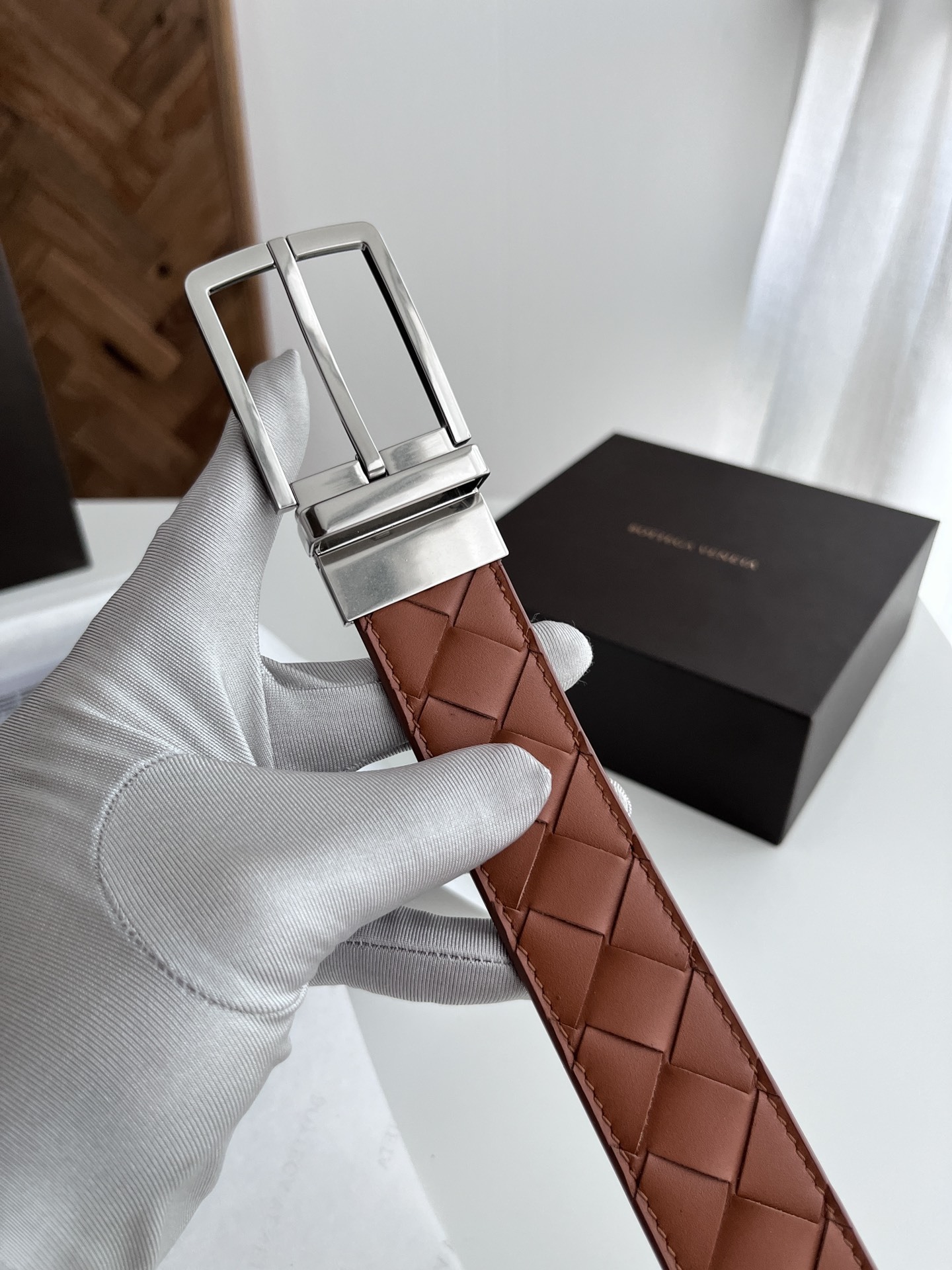 Premium Woven Leather Belt - Brown Elegance