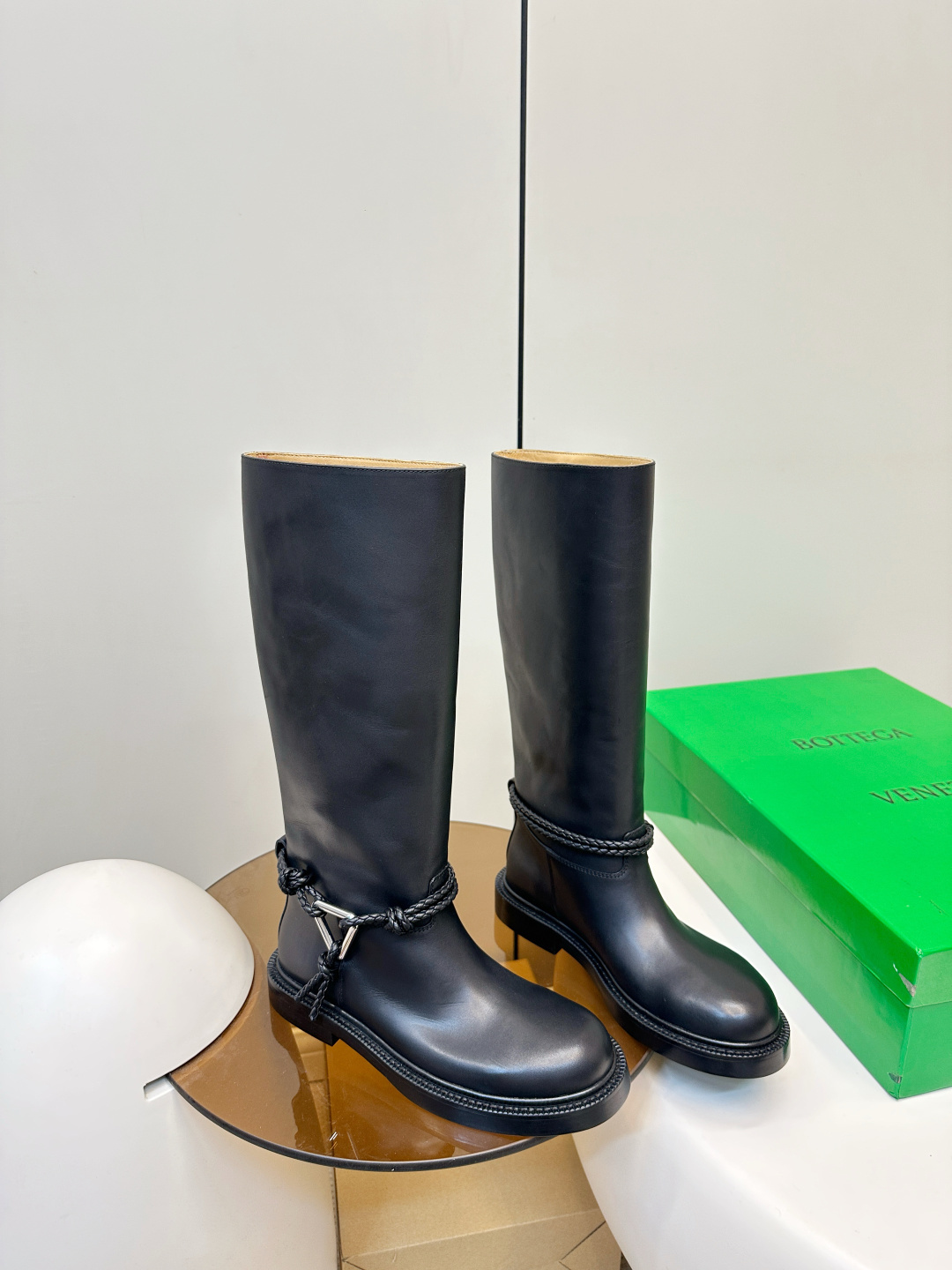 Bottega Veneta Black Riding Boots leather - Bottega Veneta Black