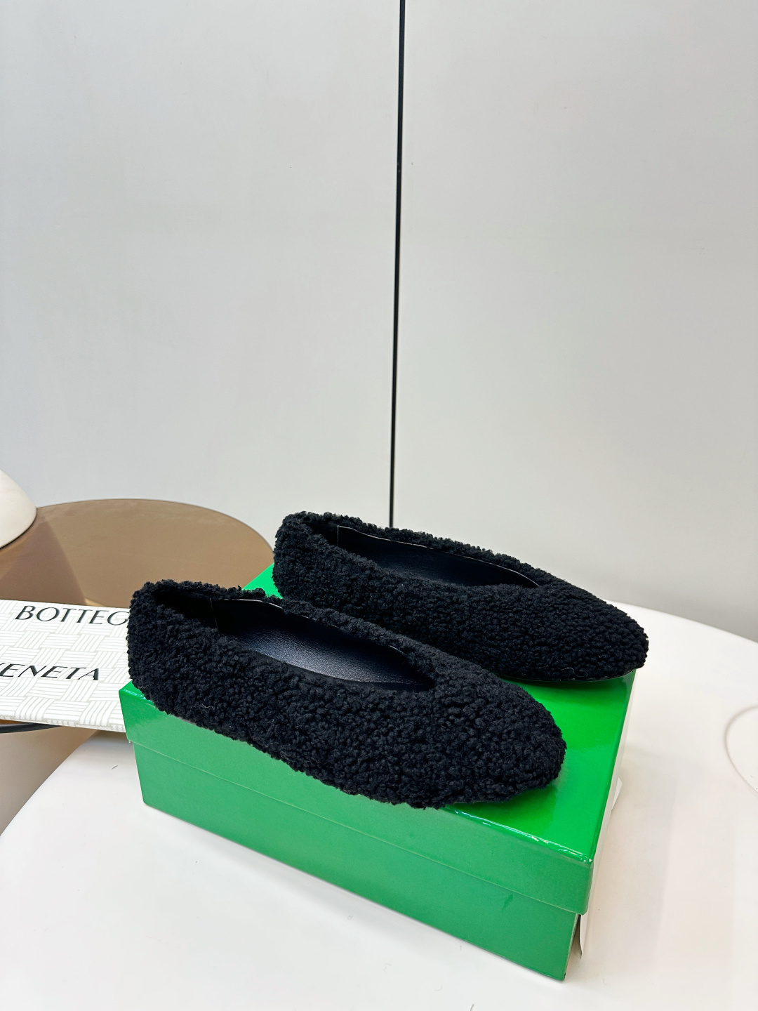 Bottega Veneta Black Shearling Ballerina Flats 2