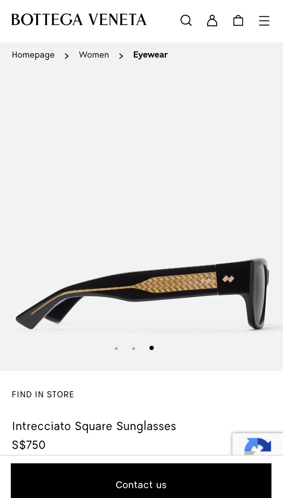 Bottega Veneta Black Intrecciato Square Sunglasses 3