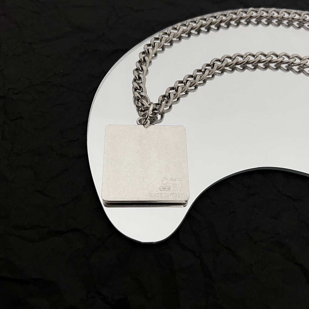 chunky chain BV Silver Square Pendant Necklace – BV Silver Square