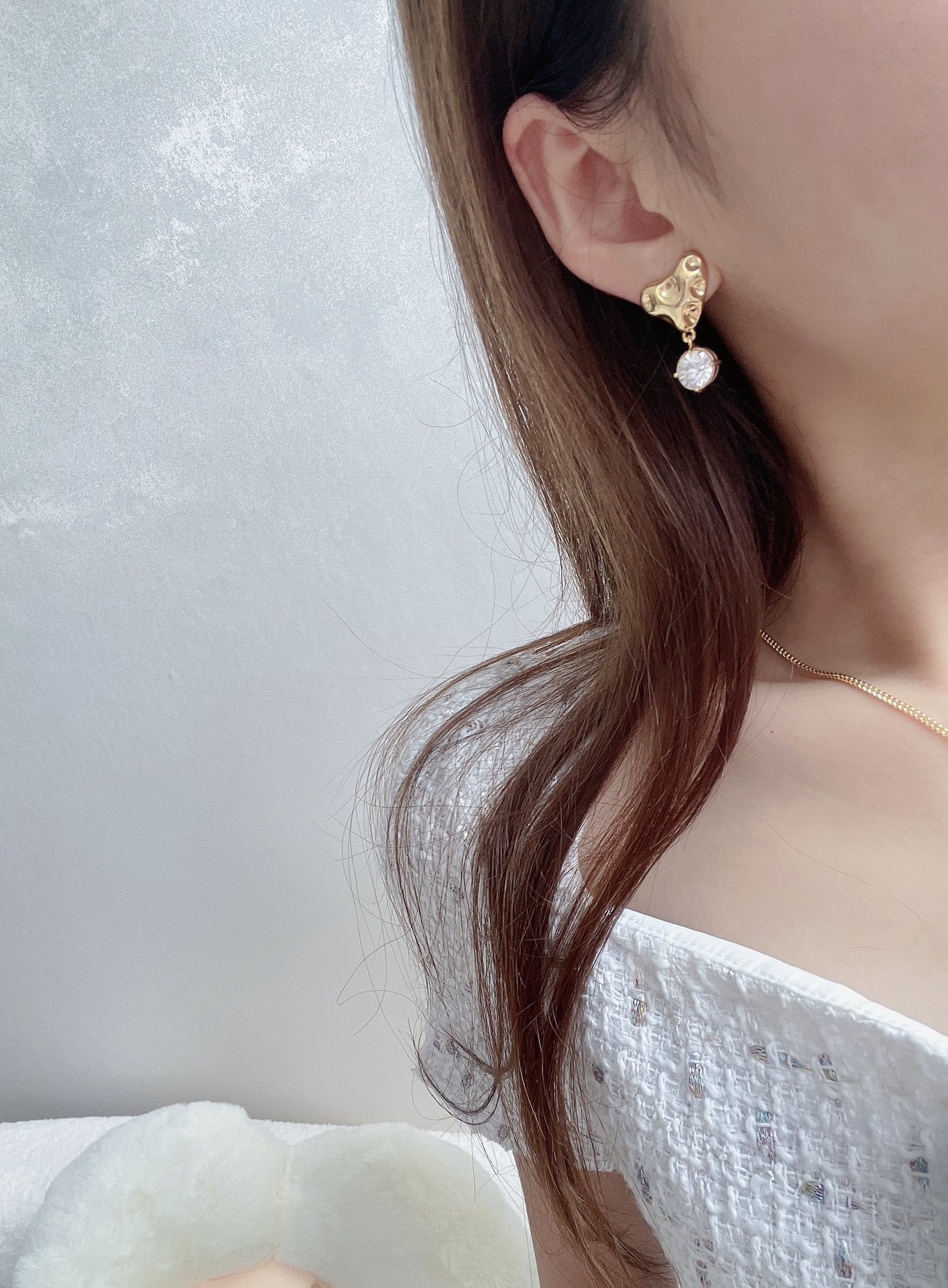 Bottega Veneta Gold Heart Earrings crystal drop – Bottega Veneta Gold