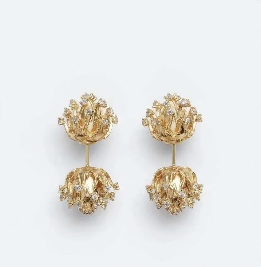 Oscar de la Renta Gold Floral Drop Earrings – Designer