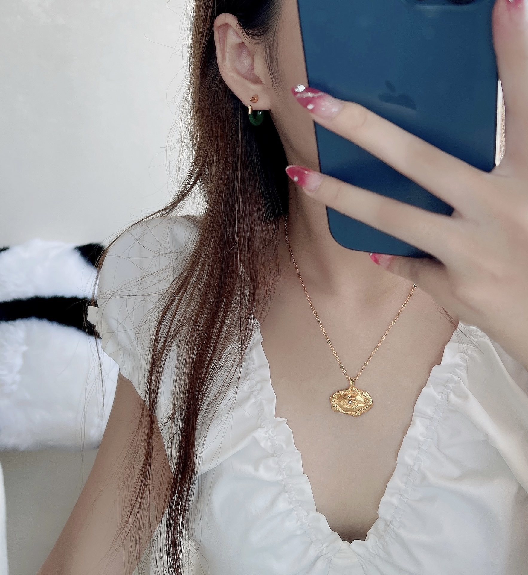 gold Bottega Veneta Green Jade Hoop Earrings – Bottega Veneta Green