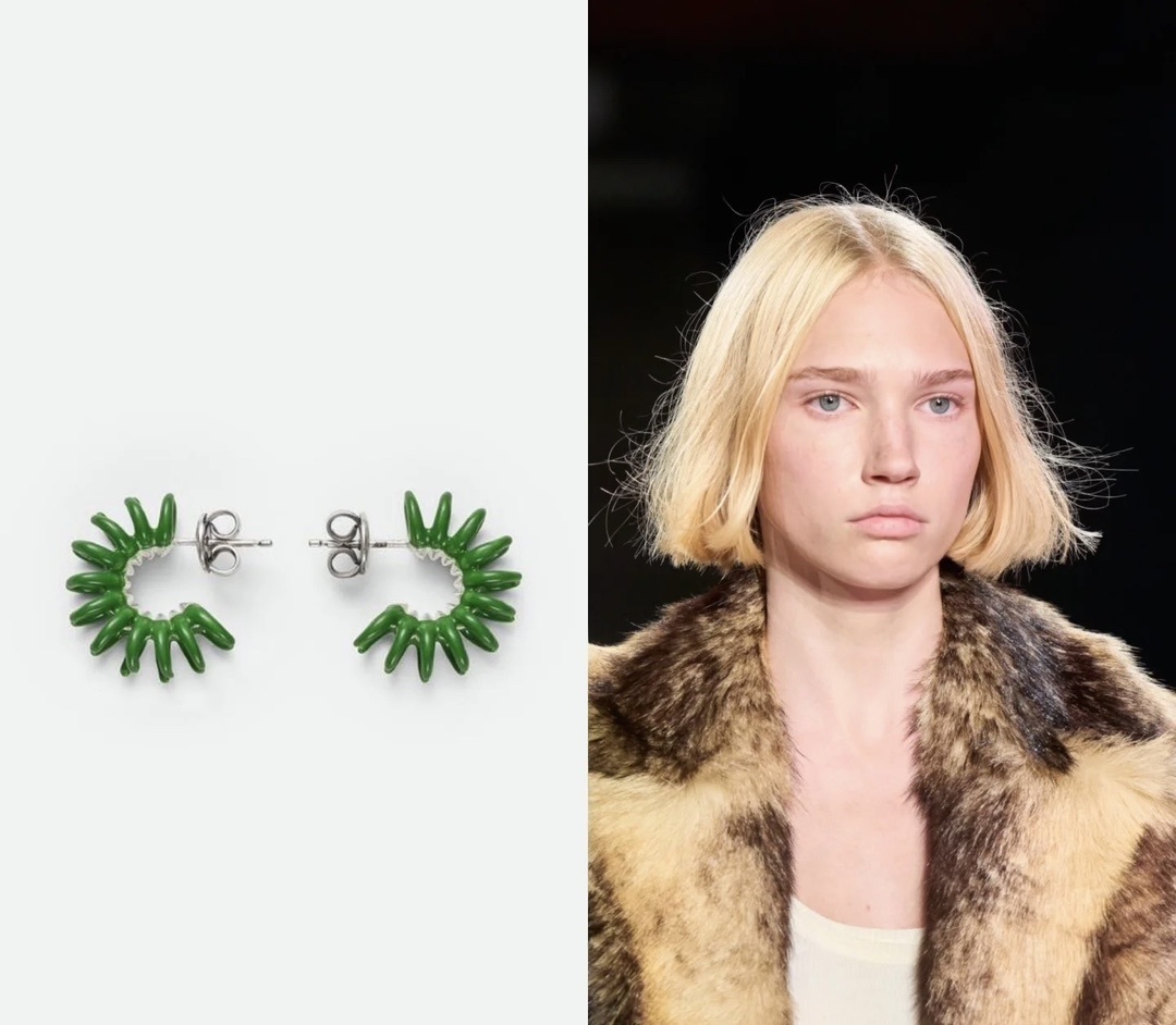 Bottega Veneta Green Spike Earrings – Designer Statement