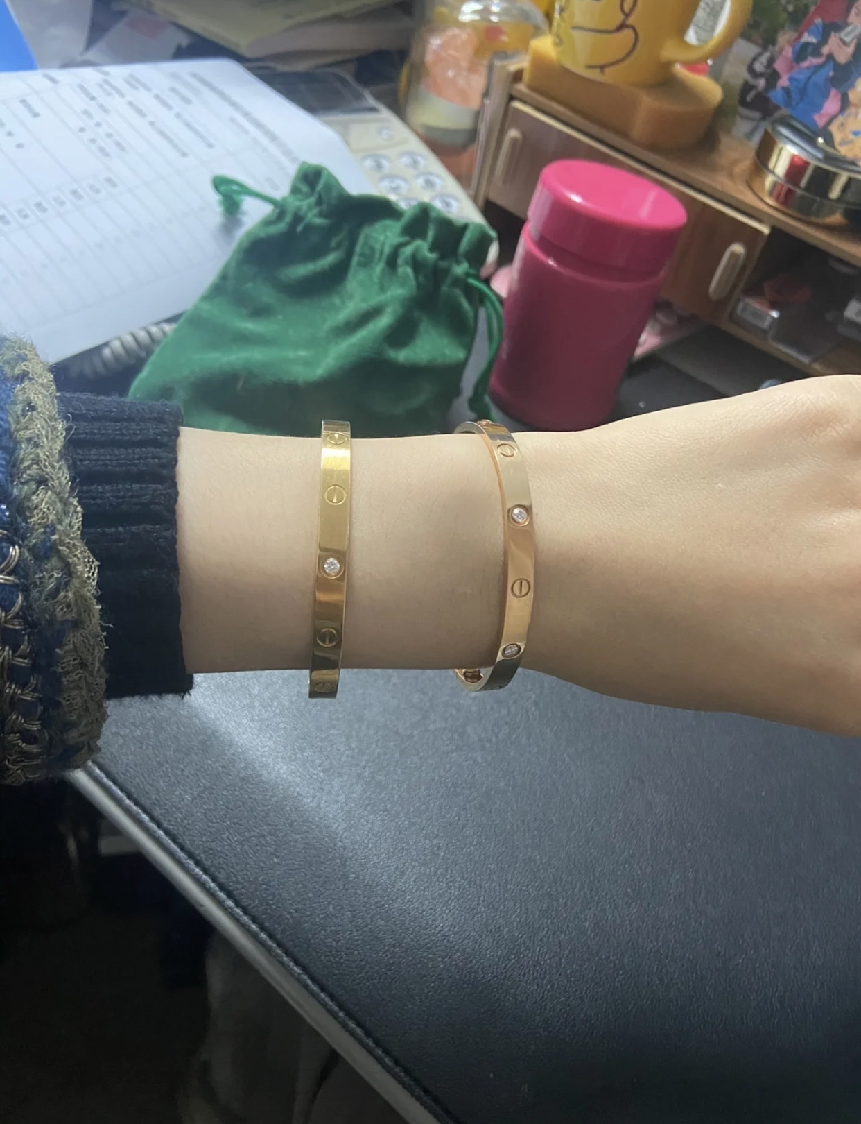 Cartier Love Bracelet Set – Gold & Rose Gold, Diamonds