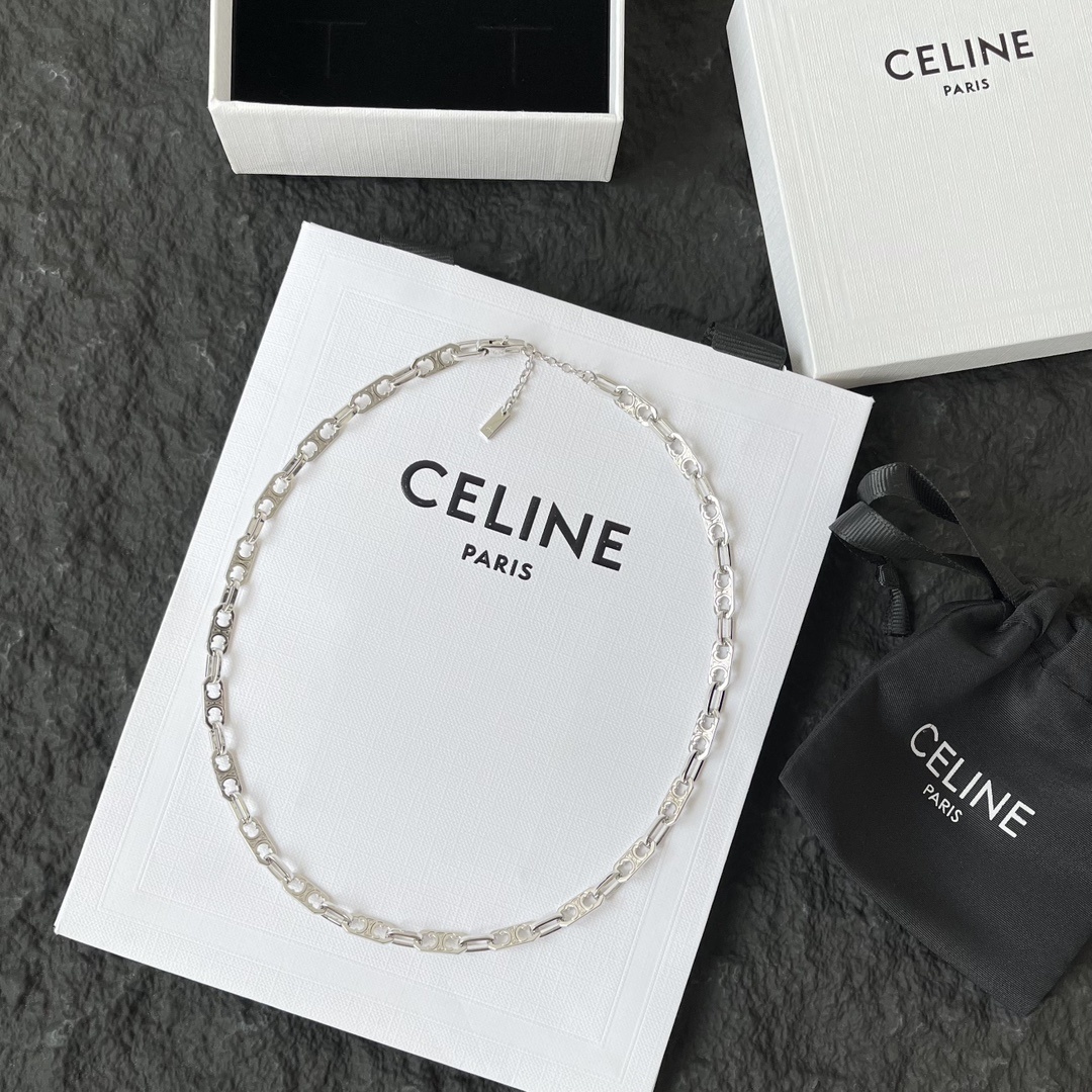 modern Celine Silver Chain Link Necklace – Celine Silver Chain Link