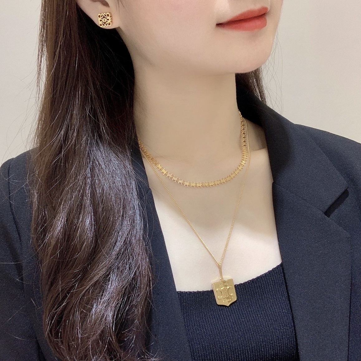 Celine Gold Star Chain Necklace designer – Celine Gold Star Chain