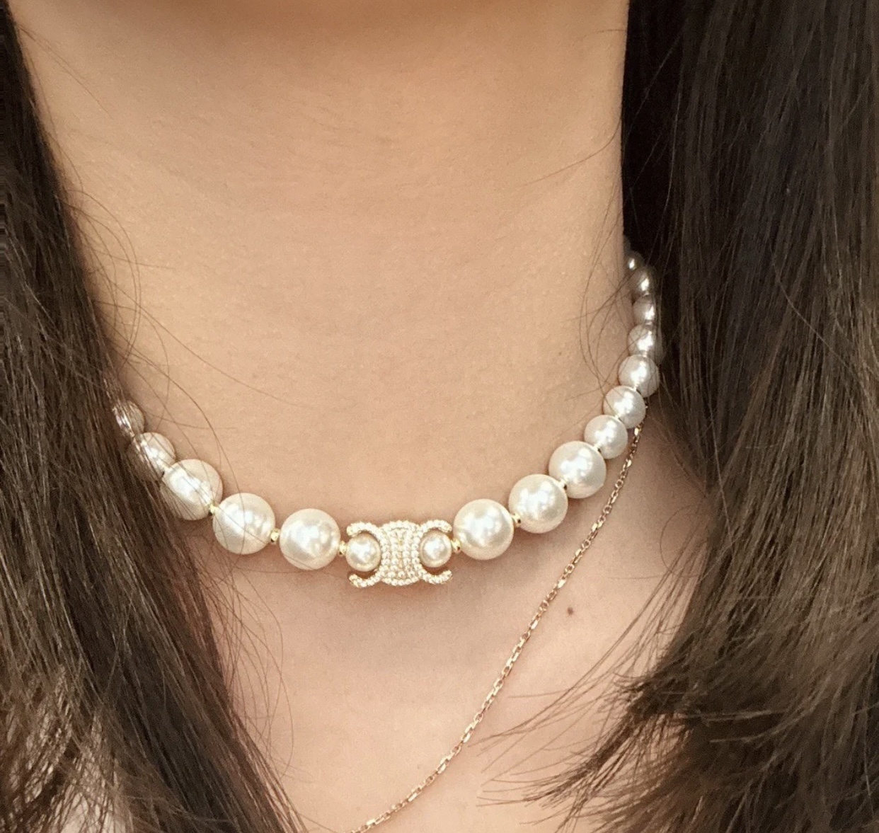 Celine Pearl Necklace Gold Clasp – Elegant Women’s Jewelry