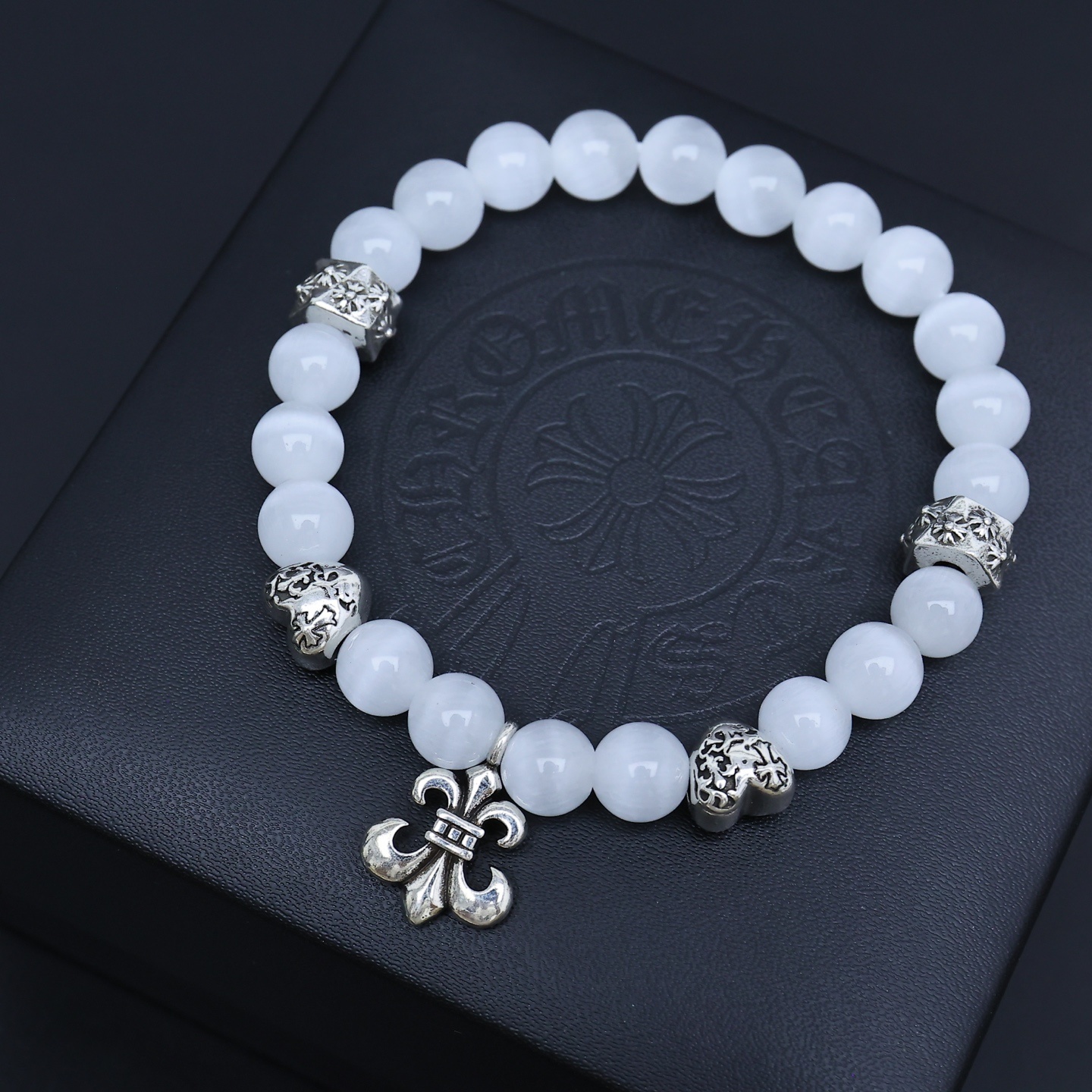 sterling Chrome Hearts White Opal Bead Bracelet – Chrome Hearts White