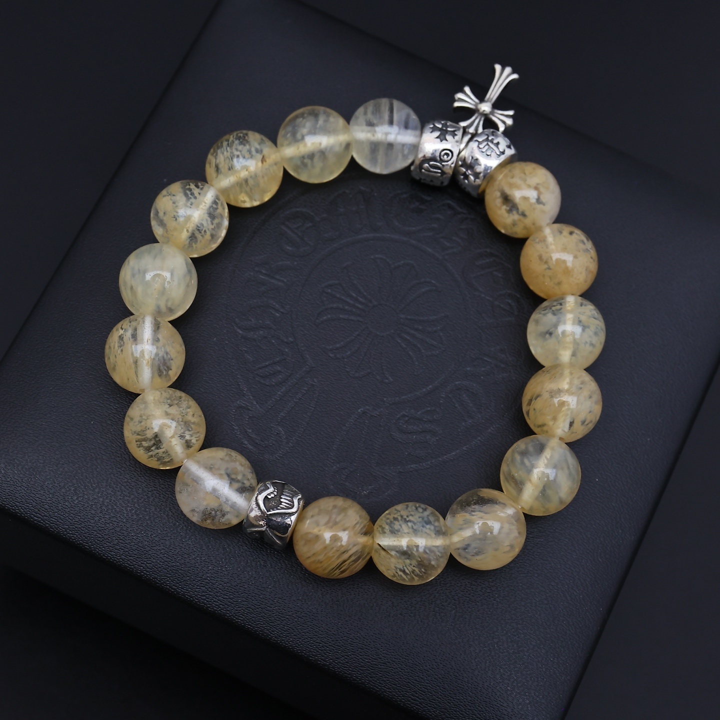 Premium Citrine & Silver Bead Bracelet – Handcrafted Elegance