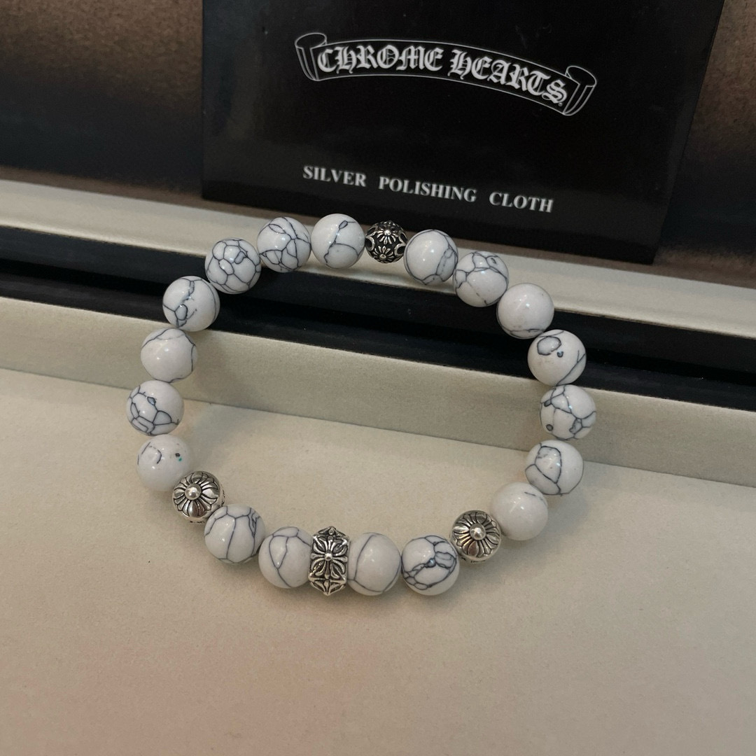Chrome Hearts White Howlite Bead Bracelet