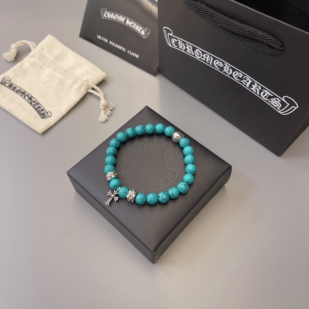 beaded cross Chrome Hearts Turquoise Bracelet – Chrome Hearts