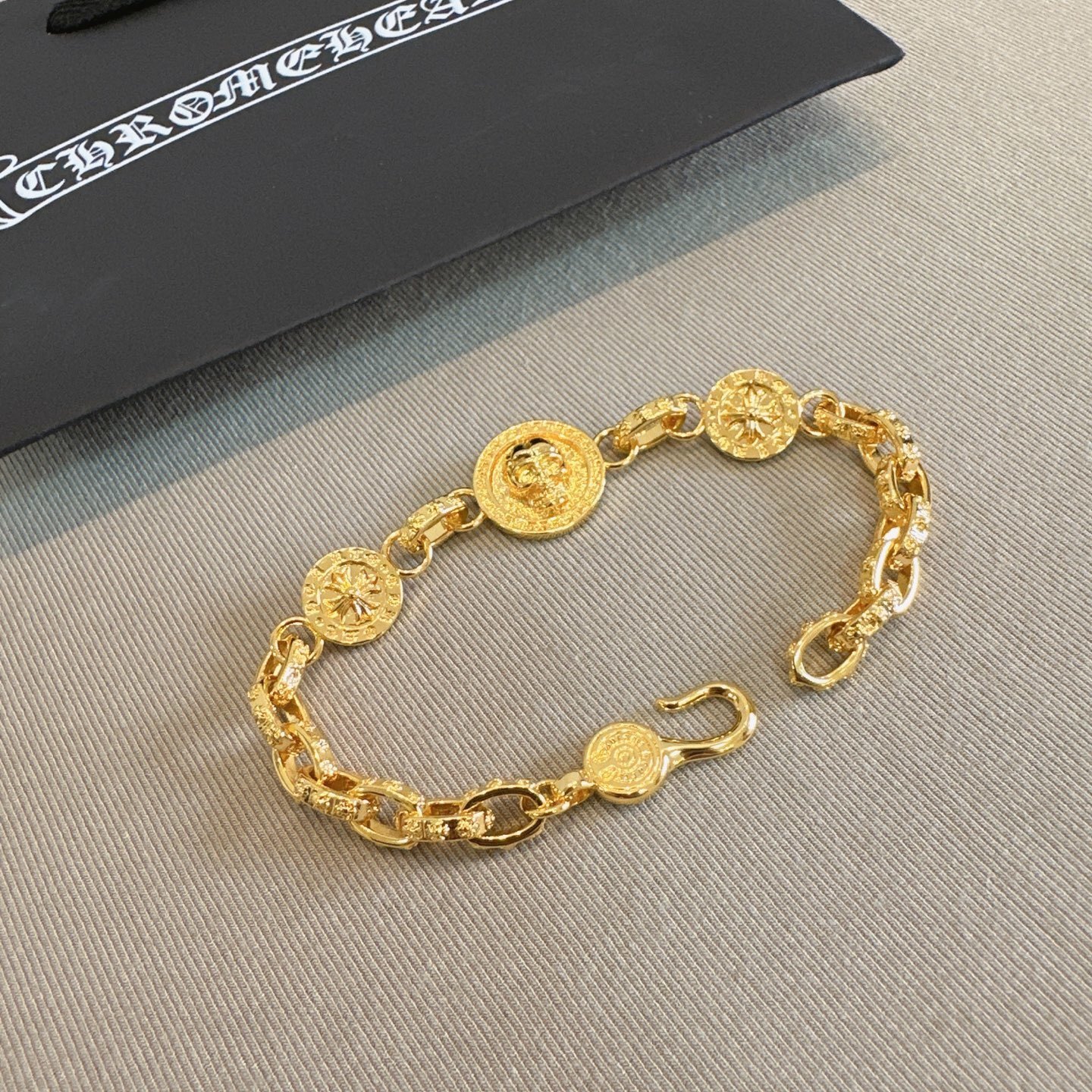 Chrome Hearts Inspired Gold Coin Bracelet