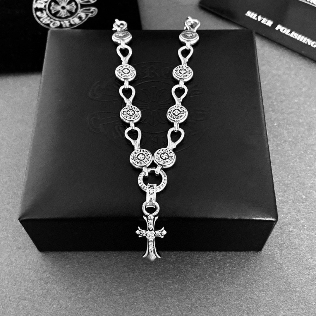 dainty Chrome Hearts Silver Cross Charm Bracelet – Chrome Hearts