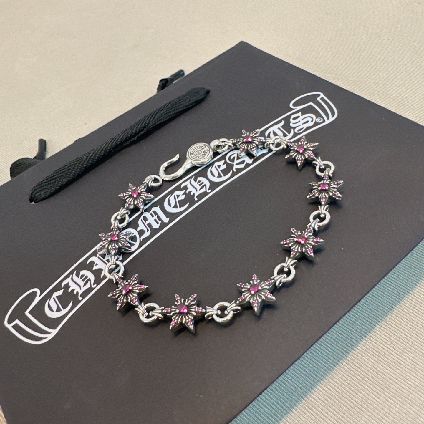 Floral Ruby Premium Silver Bracelet
