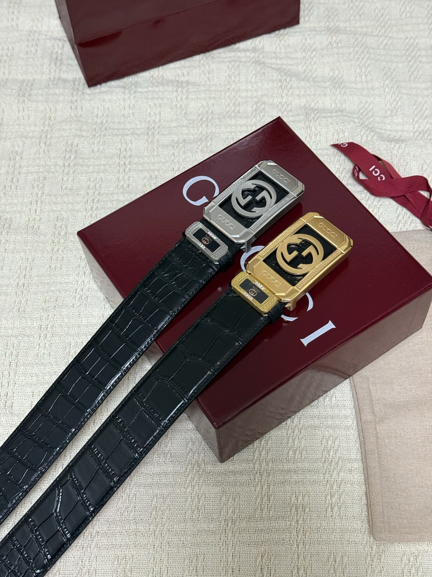 Premium Leather Belt with Iconic Buckle - Gucci Style