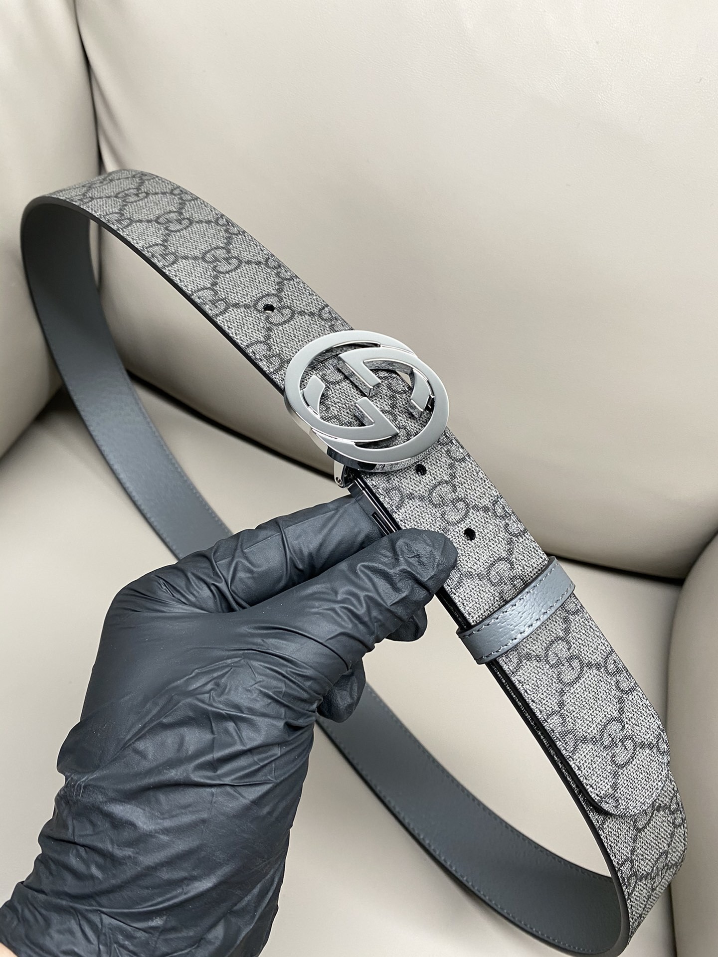 Premium Grey Designer Belt with Signature Buckle