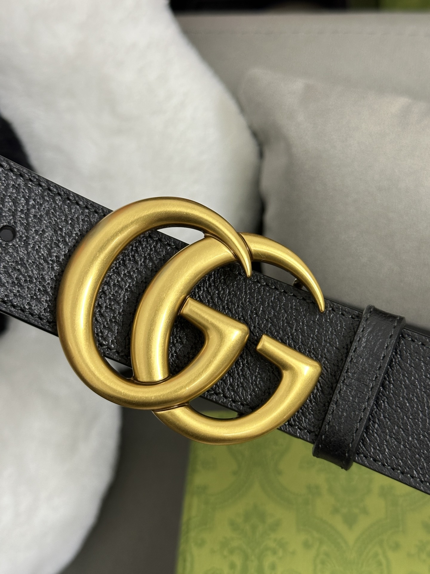 Luxury Leather Belt with Iconic Gold Buckle