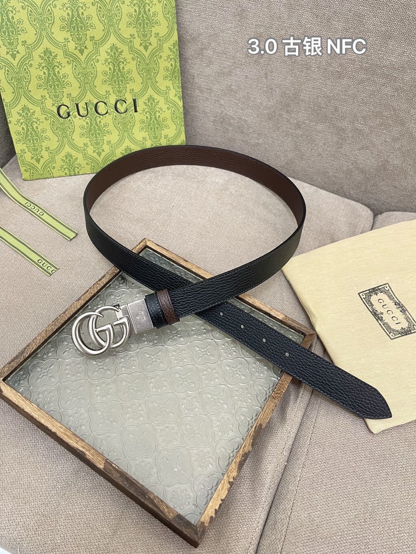 Gucci Reversible Leather Belt with Double G Buckle