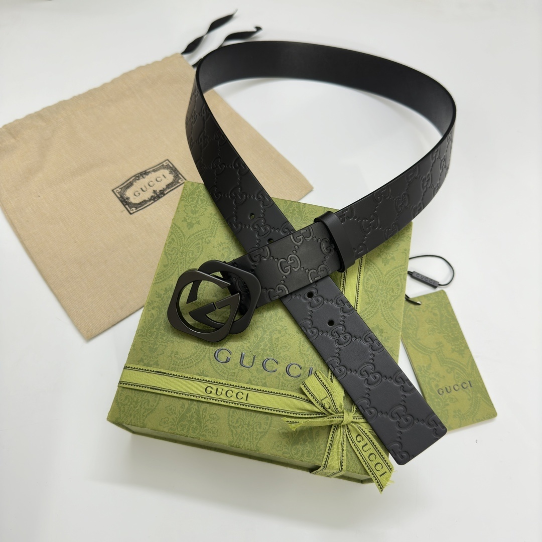Gucci Premium Black Leather Belt - Iconic Style