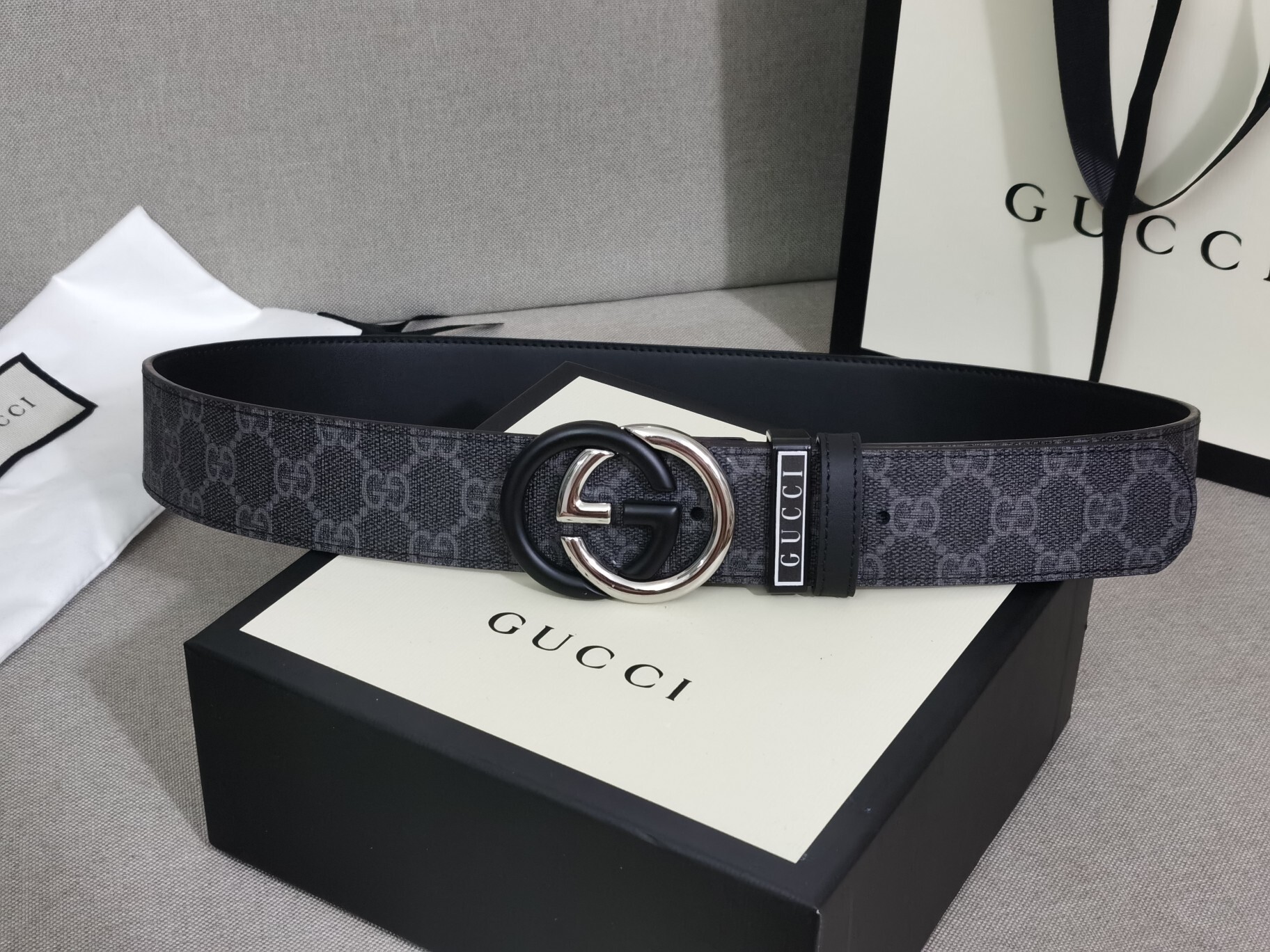 canvas interlocking Gucci GG Supreme Belt - Gucci GG Supreme Canvas