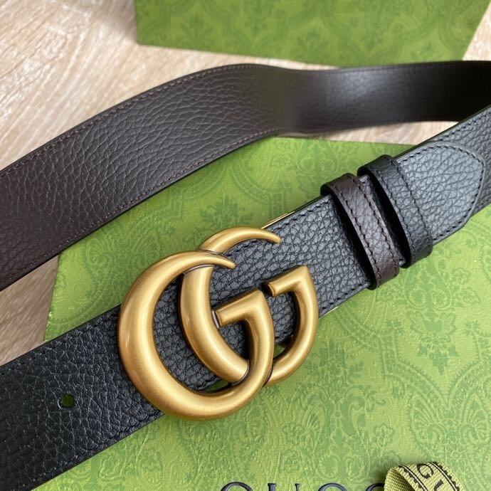 Premium Leather Belt with Gold GG Buckle