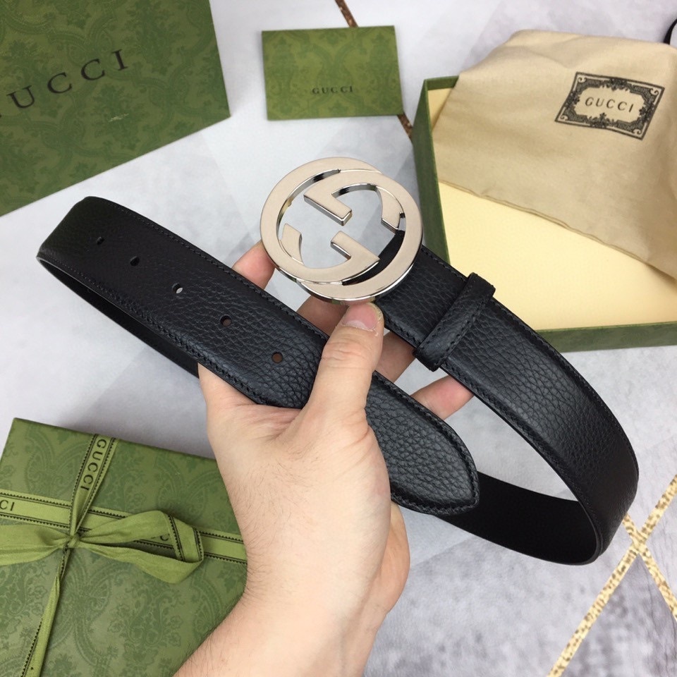 Premium Black Leather Belt with Silver Buckle