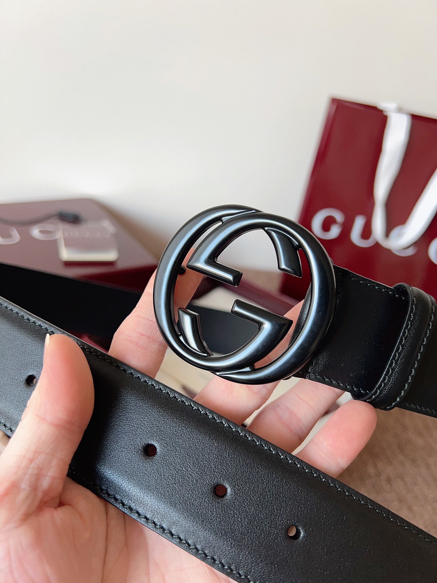 Premium Black Leather Belt with Iconic Buckle