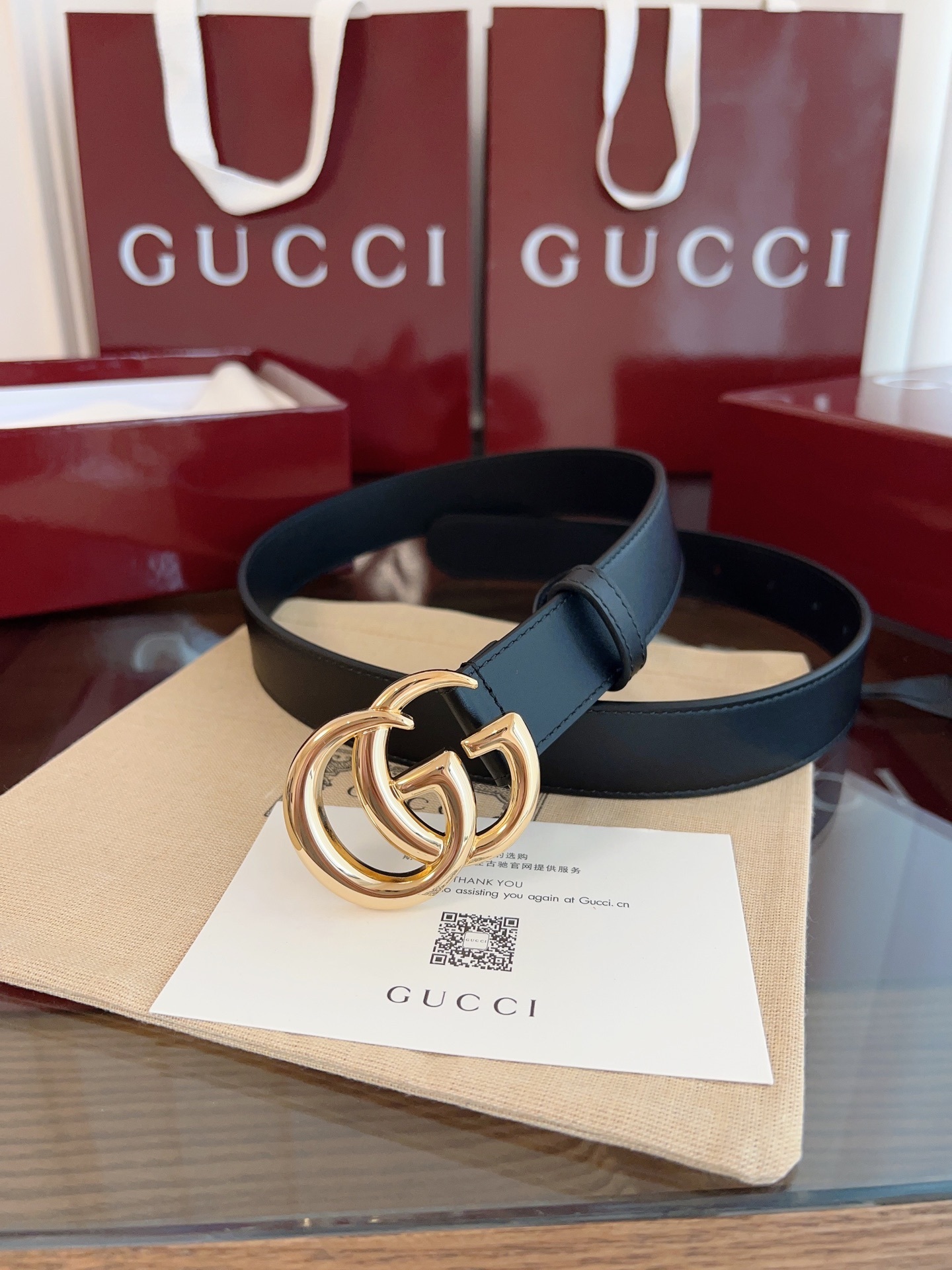 Thắt lưng Gucci Premium Quality mặt khóa GG vàng