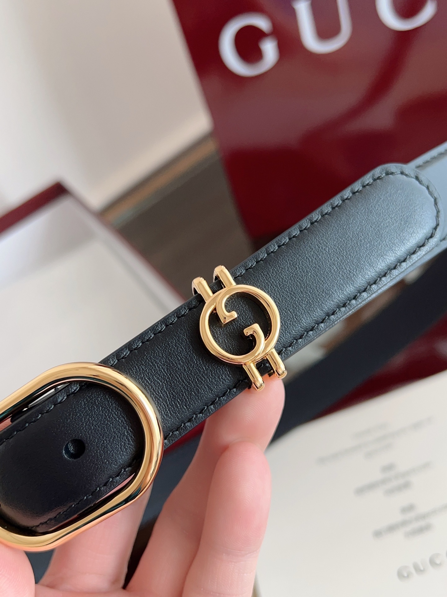 Premium Black Leather Belt with Gold Buckle