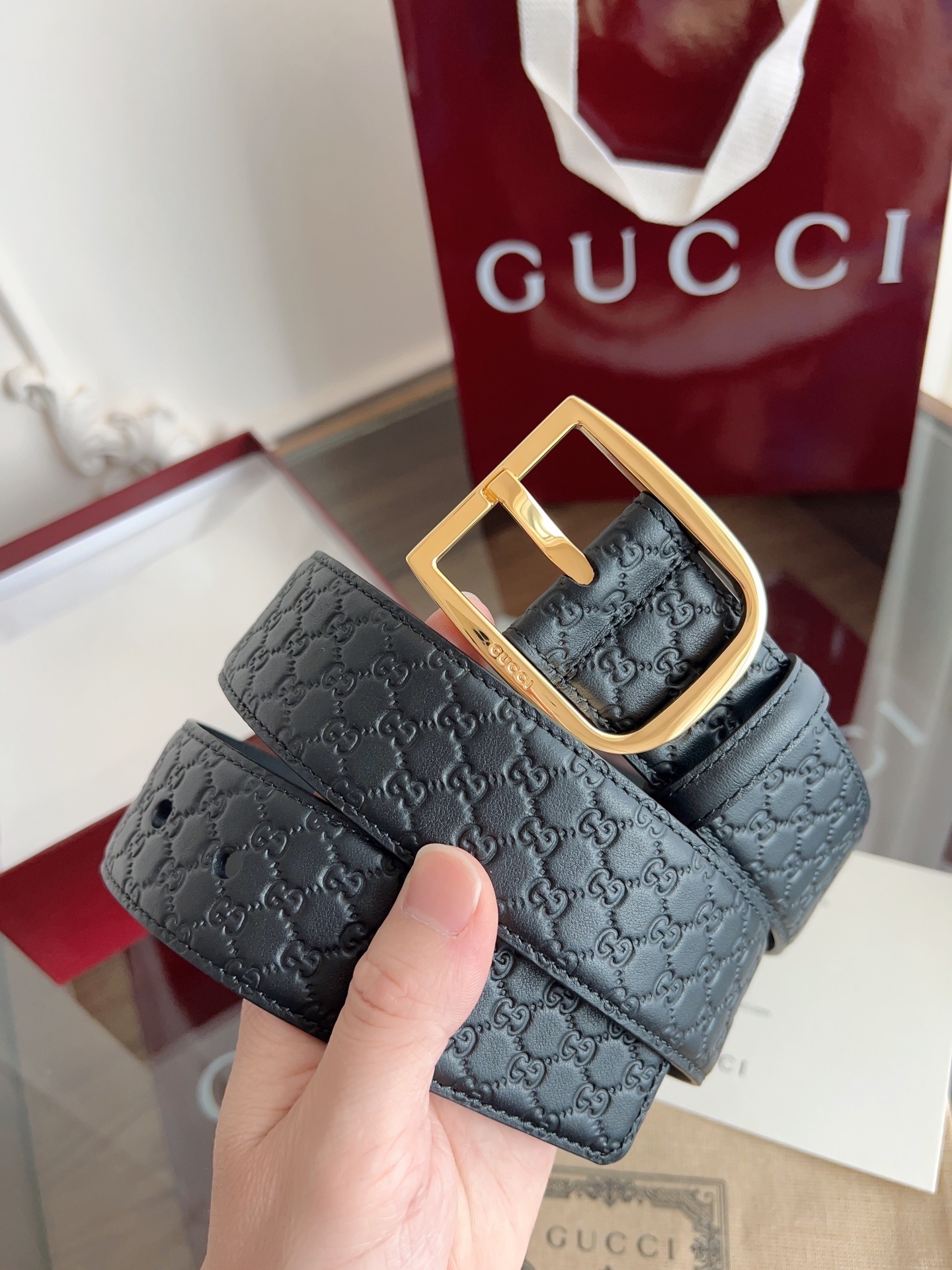 Gucci Black Microguccissima Belt - Gucci Black Microguccissima Leather