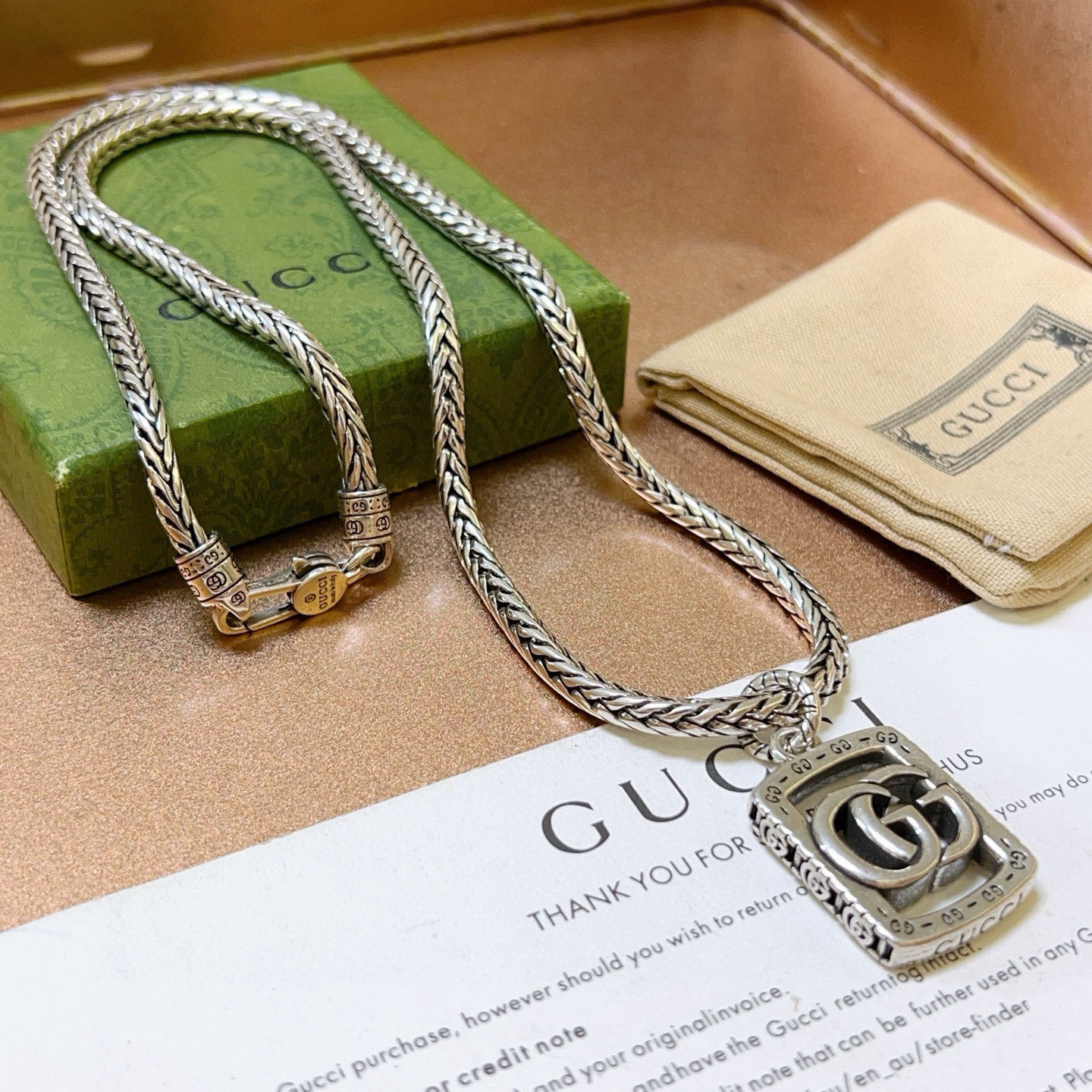oxidized Gucci Silver Interlocking G Necklace – Gucci Silver