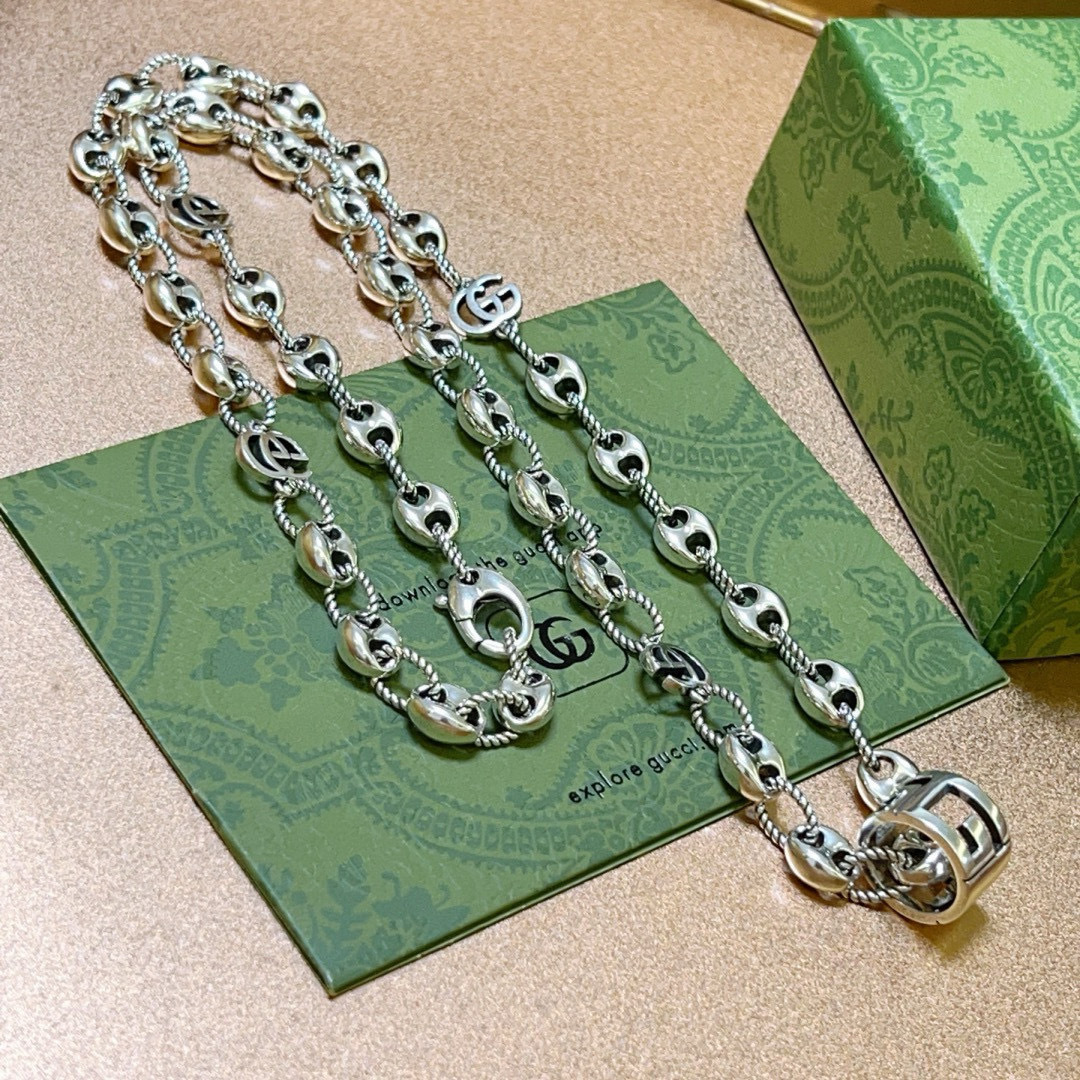 designer Gucci Silver Marina Chain Necklace – Gucci Silver Marina