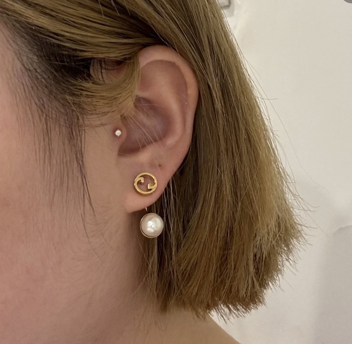 interlocking Gucci Gold Circle Pearl Earrings – Gucci Gold