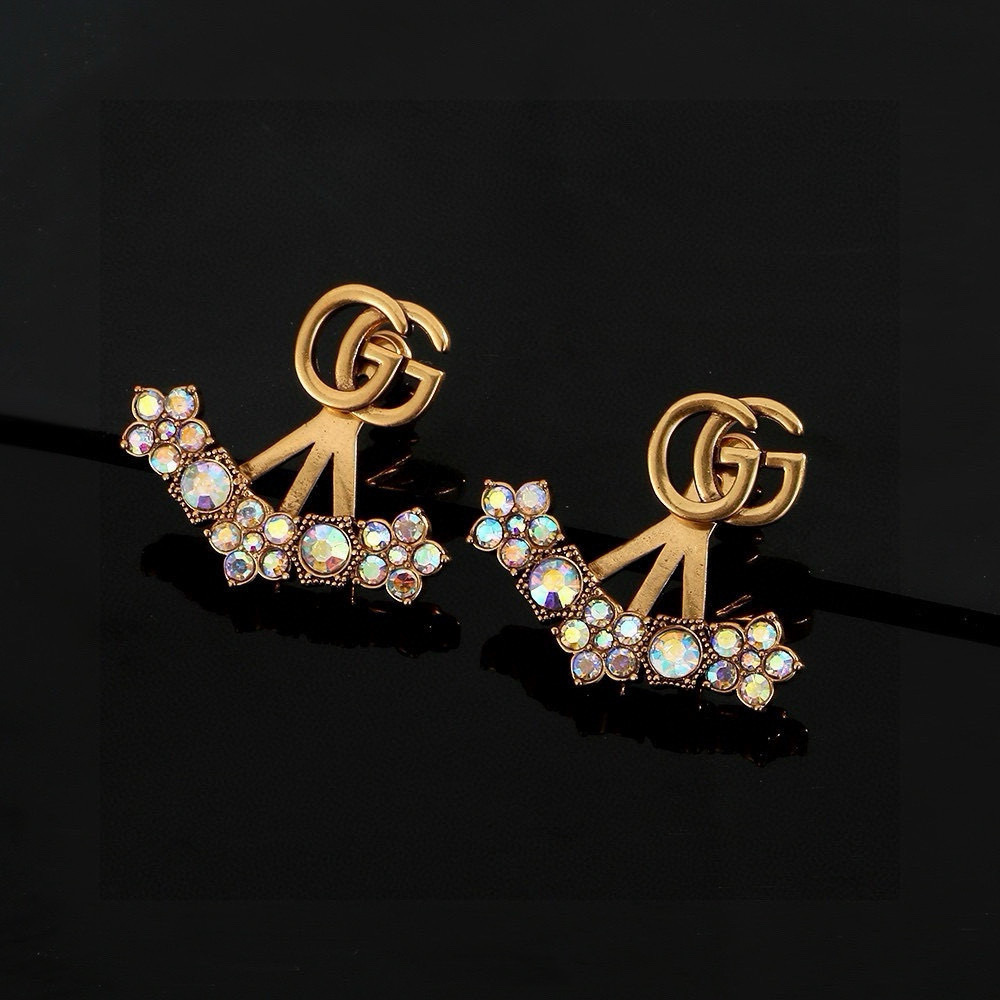 embellished Gucci Gold Crystal GG Earrings – Gucci Gold Crystal