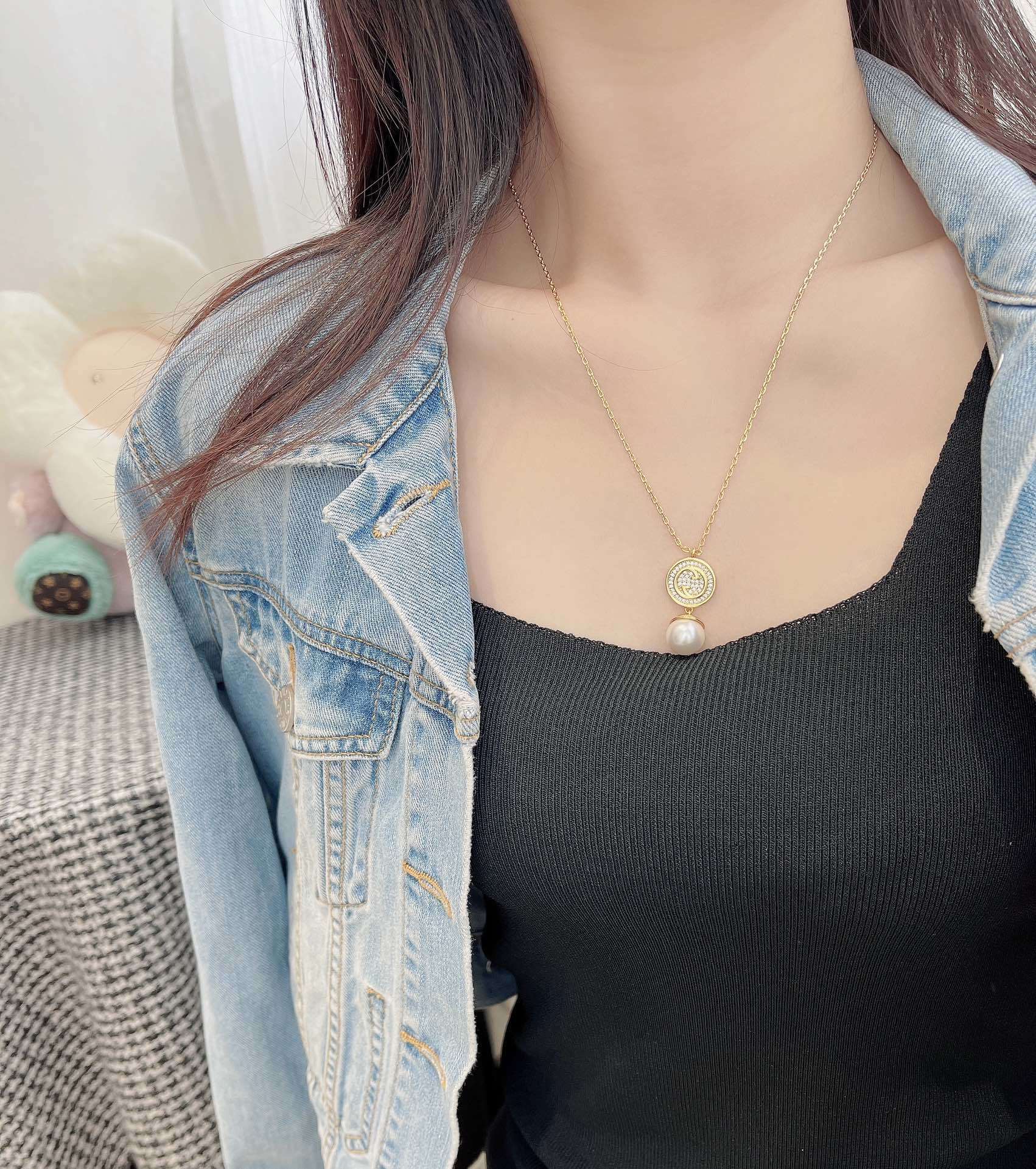 pendant Gucci Gold Chain Pearl – Gucci Gold Chain Pearl Pendant