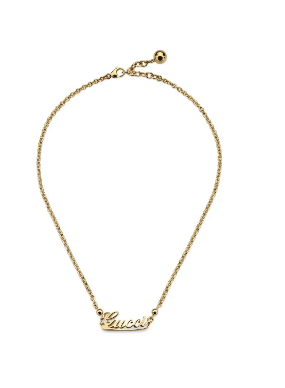 logo elegant Gucci Gold Script Necklace – Gucci Gold Script Logo