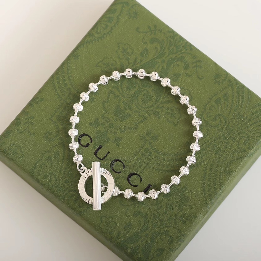 Gucci Silver Ball Chain Bracelet – Toggle Clasp
