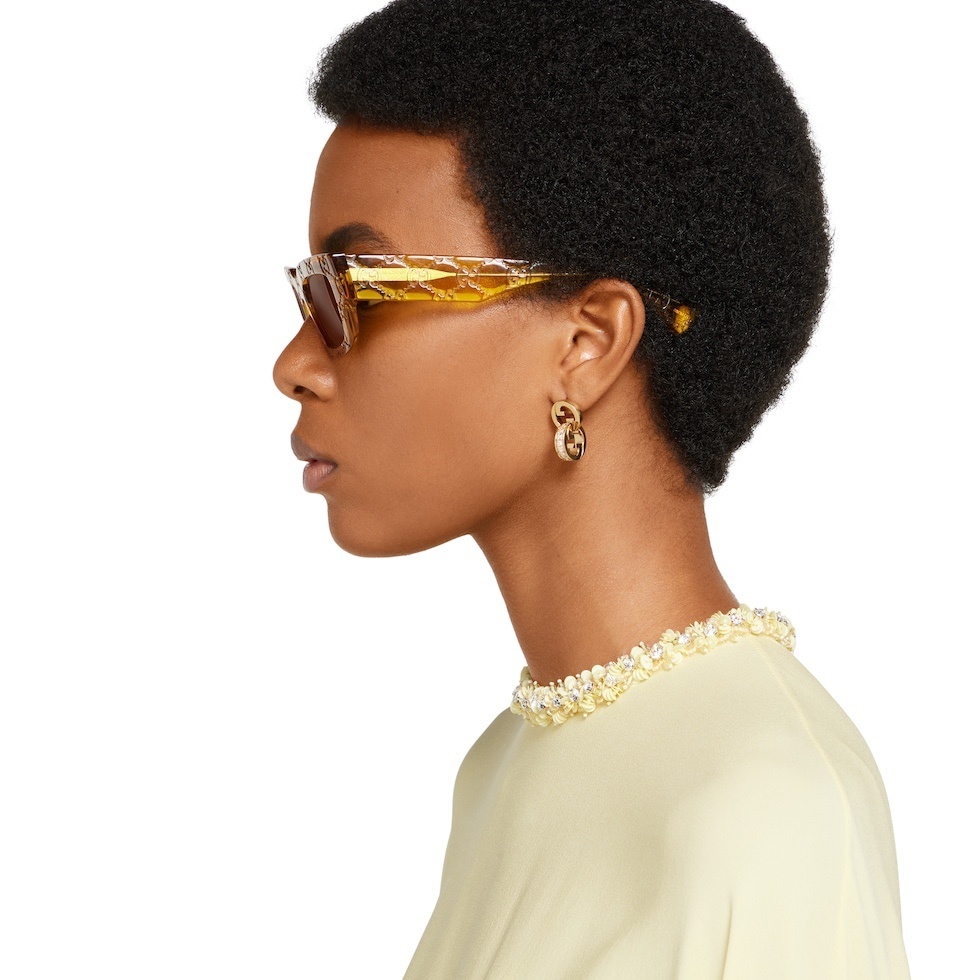 gold Gucci Crystal GG Earrings – Gucci Crystal GG Earrings – Gold Hoop